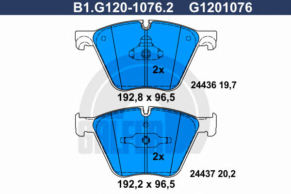 Galfer B1.G120-1076.2 Гальмівні колодки, комплект B1G12010762: Купити в Україні - Добра ціна на EXIST.UA!