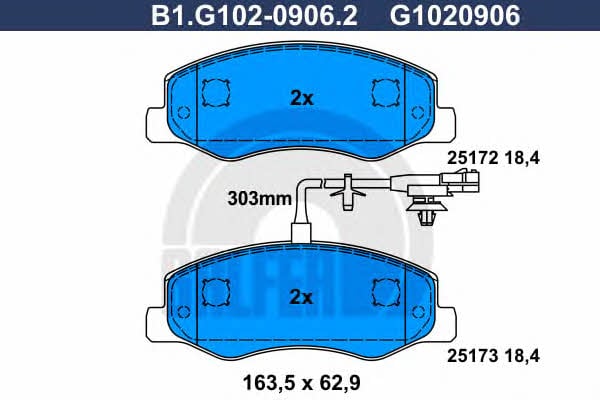 Galfer B1.G102-0906.2 Гальмівні колодки, комплект B1G10209062: Купити в Україні - Добра ціна на EXIST.UA!