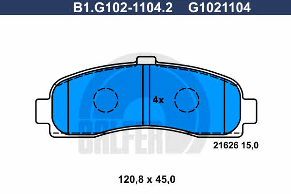 Galfer B1.G102-1104.2 Гальмівні колодки, комплект B1G10211042: Купити в Україні - Добра ціна на EXIST.UA!