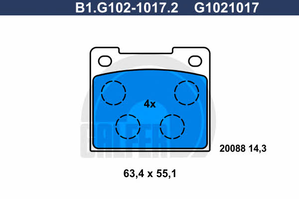 Galfer B1.G102-1017.2 Гальмівні колодки, комплект B1G10210172: Купити в Україні - Добра ціна на EXIST.UA!