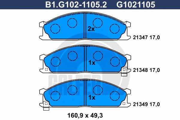 Galfer B1.G102-1105.2 Гальмівні колодки, комплект B1G10211052: Купити в Україні - Добра ціна на EXIST.UA!
