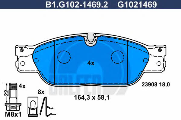 Galfer B1.G102-1469.2 Гальмівні колодки, комплект B1G10214692: Купити в Україні - Добра ціна на EXIST.UA!