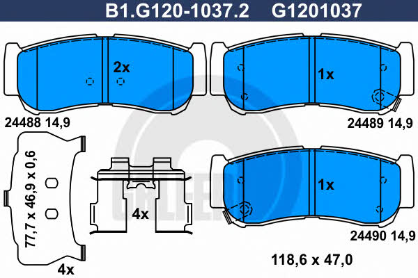 Galfer B1.G120-1037.2 Гальмівні колодки, комплект B1G12010372: Купити в Україні - Добра ціна на EXIST.UA!