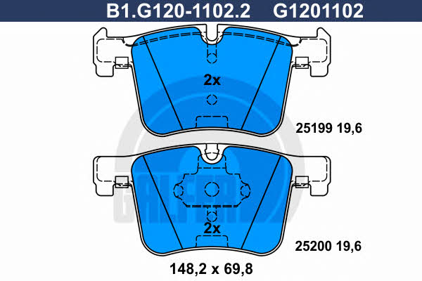 Galfer B1.G120-1102.2 Гальмівні колодки, комплект B1G12011022: Купити в Україні - Добра ціна на EXIST.UA!