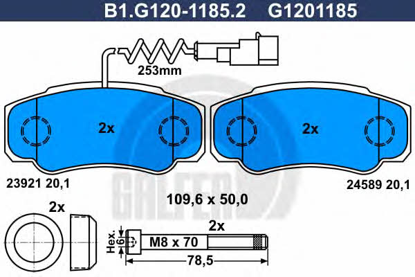 Galfer B1.G120-1185.2 Гальмівні колодки, комплект B1G12011852: Купити в Україні - Добра ціна на EXIST.UA!