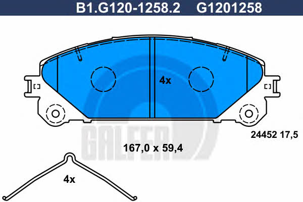 Galfer B1.G120-1258.2 Гальмівні колодки, комплект B1G12012582: Купити в Україні - Добра ціна на EXIST.UA!