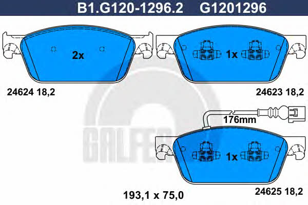 Galfer B1.G120-1296.2 Гальмівні колодки, комплект B1G12012962: Купити в Україні - Добра ціна на EXIST.UA!
