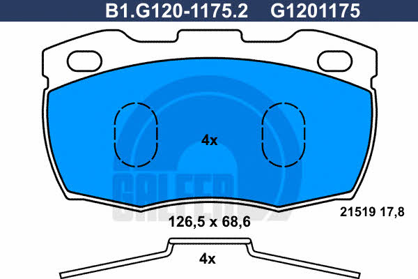 Galfer B1.G120-1175.2 Гальмівні колодки, комплект B1G12011752: Купити в Україні - Добра ціна на EXIST.UA!