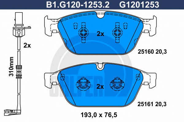 Galfer B1.G120-1253.2 Гальмівні колодки, комплект B1G12012532: Купити в Україні - Добра ціна на EXIST.UA!