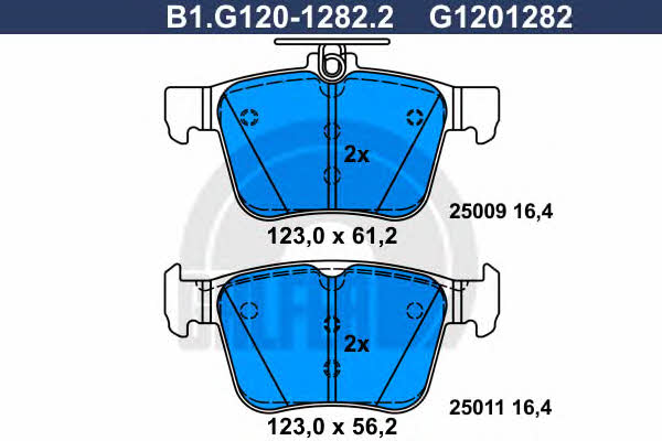 Galfer B1.G120-1282.2 Гальмівні колодки, комплект B1G12012822: Купити в Україні - Добра ціна на EXIST.UA!