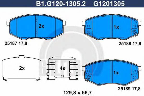 Galfer B1.G120-1305.2 Гальмівні колодки, комплект B1G12013052: Купити в Україні - Добра ціна на EXIST.UA!