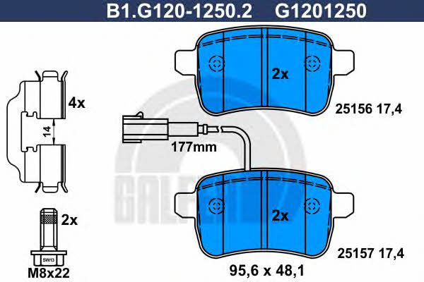 Galfer B1.G120-1250.2 Гальмівні колодки, комплект B1G12012502: Купити в Україні - Добра ціна на EXIST.UA!