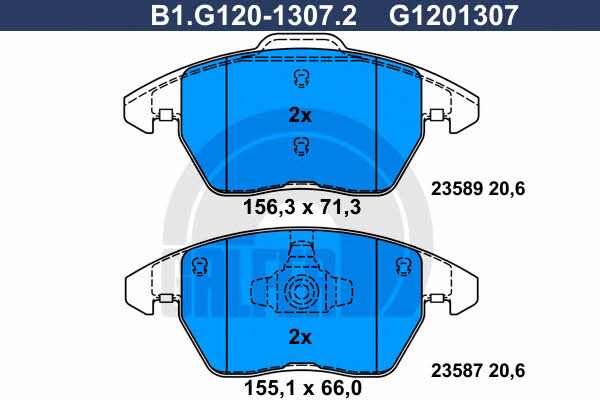 Galfer B1.G120-1307.2 Гальмівні колодки, комплект B1G12013072: Купити в Україні - Добра ціна на EXIST.UA!