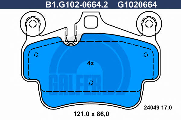 Galfer B1.G102-0664.2 Гальмівні колодки, комплект B1G10206642: Купити в Україні - Добра ціна на EXIST.UA!