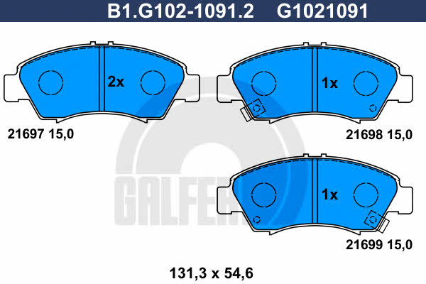 Galfer B1.G102-1091.2 Гальмівні колодки, комплект B1G10210912: Купити в Україні - Добра ціна на EXIST.UA!