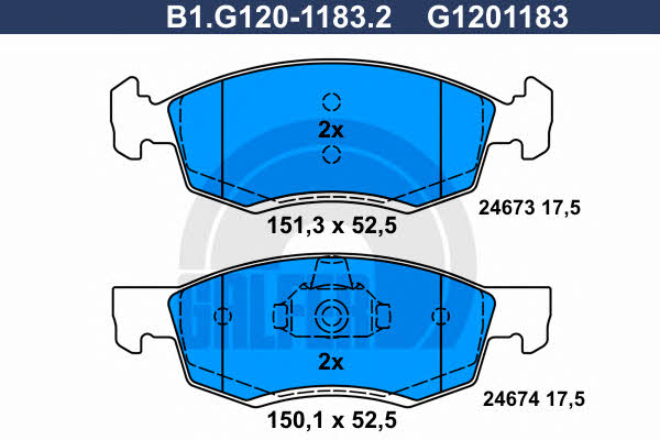 Galfer B1.G120-1183.2 Гальмівні колодки, комплект B1G12011832: Купити в Україні - Добра ціна на EXIST.UA!