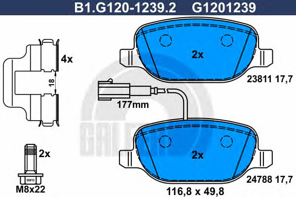 Galfer B1.G120-1239.2 Гальмівні колодки, комплект B1G12012392: Купити в Україні - Добра ціна на EXIST.UA!