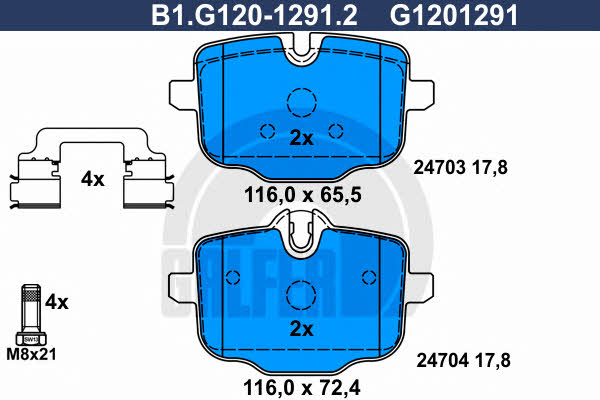 Galfer B1.G120-1291.2 Гальмівні колодки, комплект B1G12012912: Купити в Україні - Добра ціна на EXIST.UA!