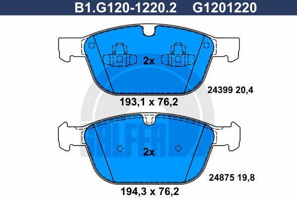 Galfer B1.G120-1220.2 Гальмівні колодки, комплект B1G12012202: Купити в Україні - Добра ціна на EXIST.UA!
