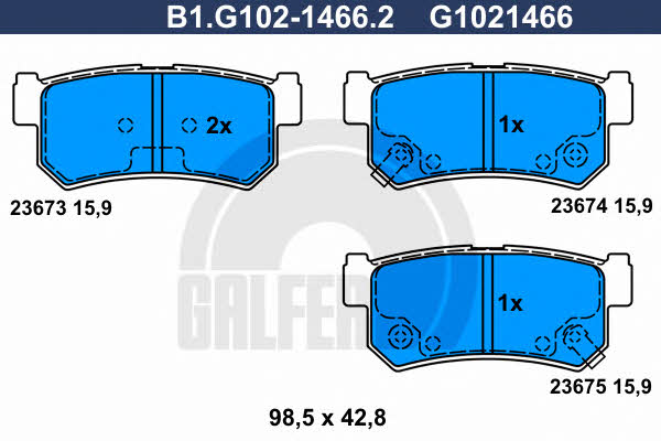 Galfer B1.G102-1466.2 Гальмівні колодки, комплект B1G10214662: Купити в Україні - Добра ціна на EXIST.UA!