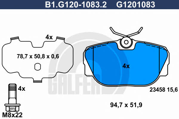 Galfer B1.G120-1083.2 Гальмівні колодки, комплект B1G12010832: Купити в Україні - Добра ціна на EXIST.UA!