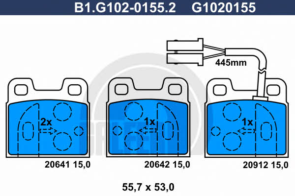 Galfer B1.G102-0155.2 Гальмівні колодки, комплект B1G10201552: Купити в Україні - Добра ціна на EXIST.UA!
