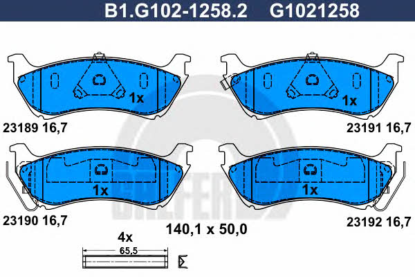 Galfer B1.G102-1258.2 Гальмівні колодки, комплект B1G10212582: Купити в Україні - Добра ціна на EXIST.UA!
