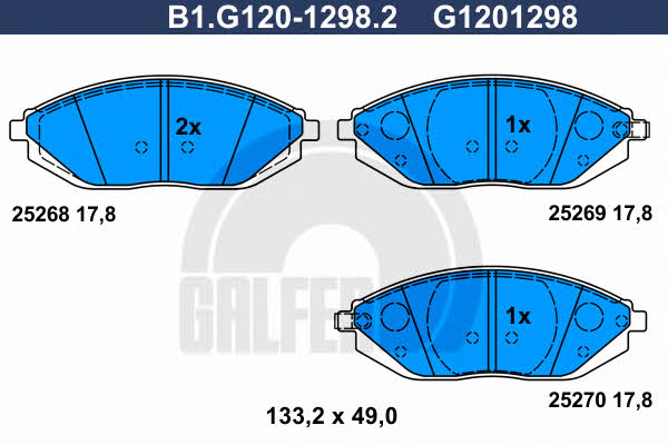 Galfer B1.G120-1298.2 Гальмівні колодки, комплект B1G12012982: Купити в Україні - Добра ціна на EXIST.UA!