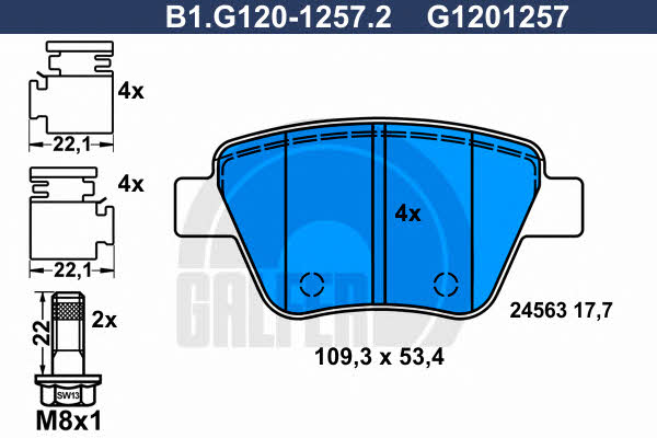 Galfer B1.G120-1257.2 Гальмівні колодки, комплект B1G12012572: Купити в Україні - Добра ціна на EXIST.UA!