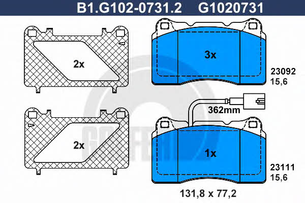 Galfer B1.G102-0731.2 Гальмівні колодки, комплект B1G10207312: Купити в Україні - Добра ціна на EXIST.UA!