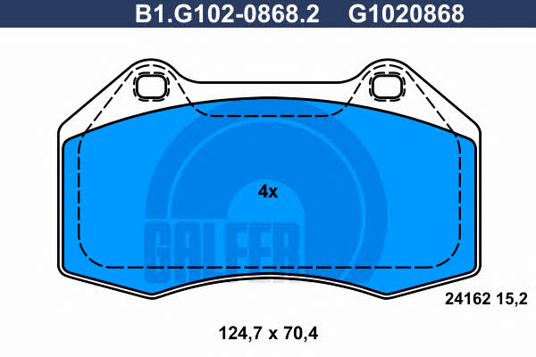 Galfer B1.G102-0868.2 Гальмівні колодки, комплект B1G10208682: Купити в Україні - Добра ціна на EXIST.UA!