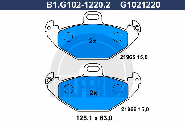 Galfer B1.G102-1220.2 Гальмівні колодки, комплект B1G10212202: Купити в Україні - Добра ціна на EXIST.UA!