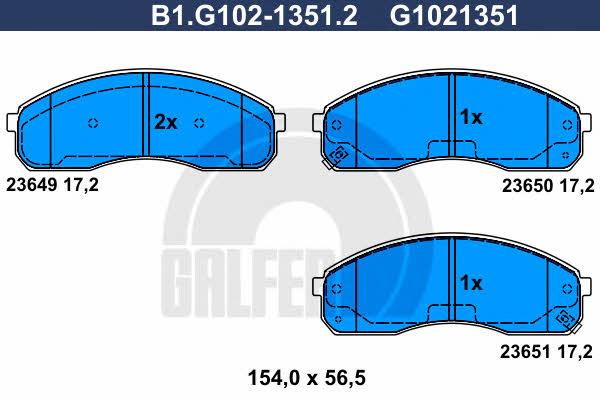 Galfer B1.G102-1351.2 Гальмівні колодки, комплект B1G10213512: Купити в Україні - Добра ціна на EXIST.UA!