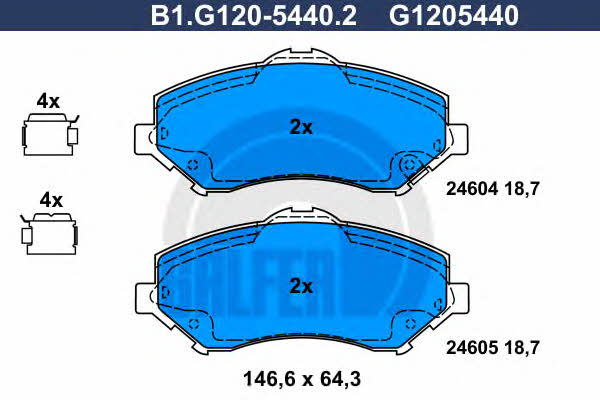 Galfer B1.G120-5440.2 Гальмівні колодки, комплект B1G12054402: Купити в Україні - Добра ціна на EXIST.UA!