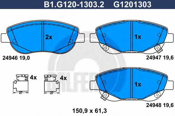 Galfer B1.G120-1303.2 Гальмівні колодки, комплект B1G12013032: Купити в Україні - Добра ціна на EXIST.UA!