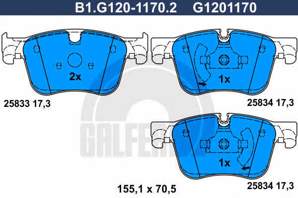 Galfer B1.G120-1170.2 Гальмівні колодки, комплект B1G12011702: Купити в Україні - Добра ціна на EXIST.UA!