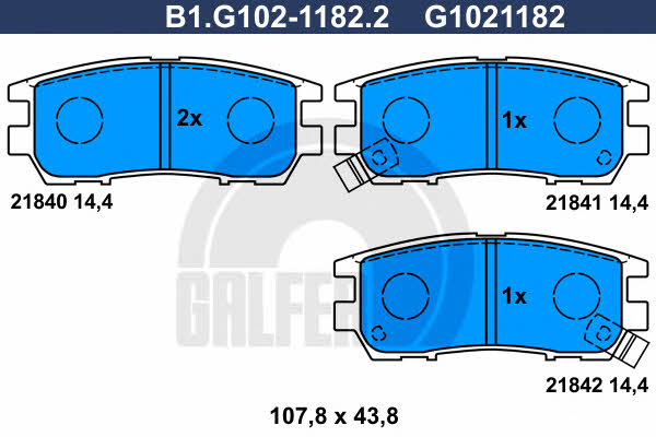 Galfer B1.G102-1182.2 Гальмівні колодки, комплект B1G10211822: Купити в Україні - Добра ціна на EXIST.UA!