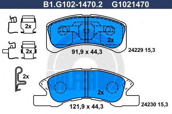 Galfer B1.G102-1470.2 Гальмівні колодки, комплект B1G10214702: Купити в Україні - Добра ціна на EXIST.UA!