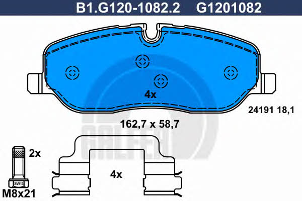 Galfer B1.G120-1082.2 Гальмівні колодки, комплект B1G12010822: Купити в Україні - Добра ціна на EXIST.UA!