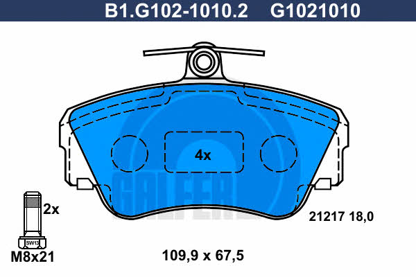 Galfer B1.G102-1010.2 Гальмівні колодки, комплект B1G10210102: Купити в Україні - Добра ціна на EXIST.UA!