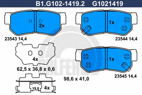 Galfer B1.G102-1419.2 Гальмівні колодки, комплект B1G10214192: Купити в Україні - Добра ціна на EXIST.UA!