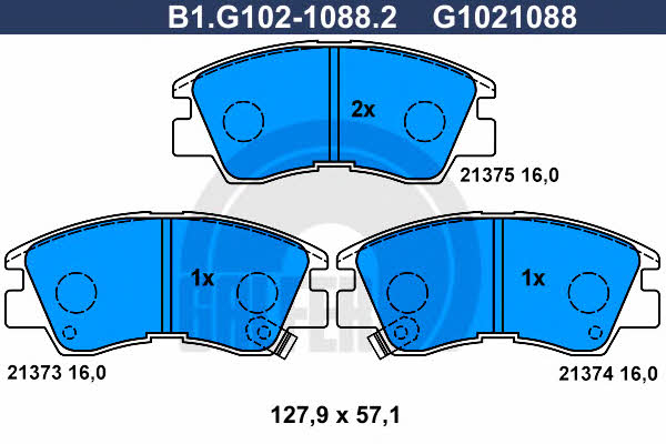 Galfer B1.G102-1088.2 Гальмівні колодки, комплект B1G10210882: Купити в Україні - Добра ціна на EXIST.UA!