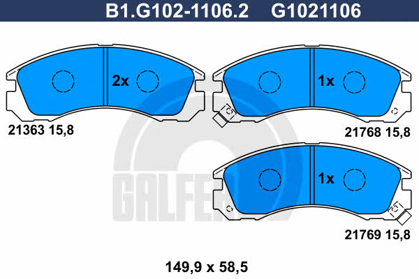 Galfer B1.G102-1106.2 Гальмівні колодки, комплект B1G10211062: Приваблива ціна - Купити в Україні на EXIST.UA!