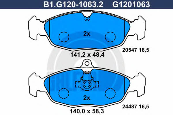 Galfer B1.G120-1063.2 Гальмівні колодки, комплект B1G12010632: Купити в Україні - Добра ціна на EXIST.UA!
