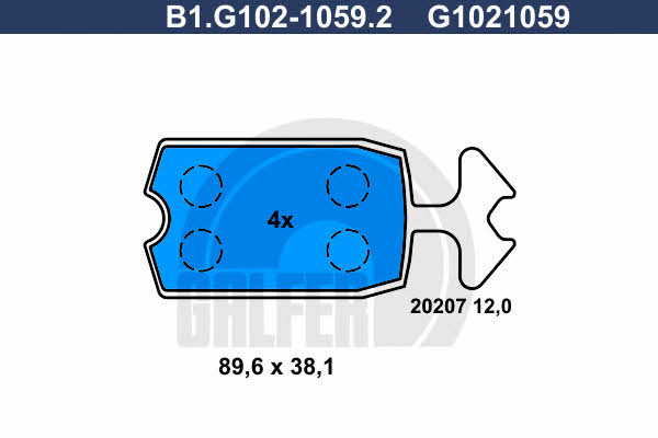 Galfer B1.G102-1059.2 Гальмівні колодки, комплект B1G10210592: Купити в Україні - Добра ціна на EXIST.UA!