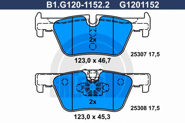 Galfer B1.G120-1152.2 Гальмівні колодки, комплект B1G12011522: Купити в Україні - Добра ціна на EXIST.UA!