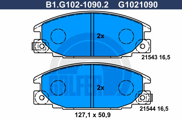 Galfer B1.G102-1090.2 Гальмівні колодки, комплект B1G10210902: Купити в Україні - Добра ціна на EXIST.UA!
