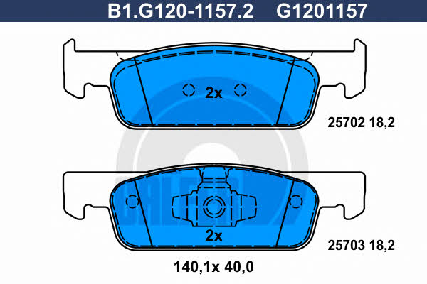 Galfer B1.G120-1157.2 Гальмівні колодки, комплект B1G12011572: Приваблива ціна - Купити в Україні на EXIST.UA!