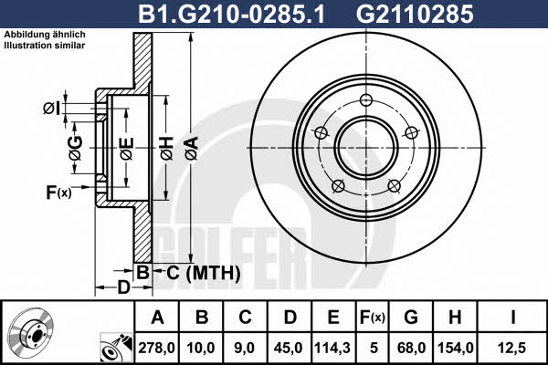 Galfer B1.G210-0285.1 Диск гальмівний задній невентильований B1G21002851: Купити в Україні - Добра ціна на EXIST.UA!
