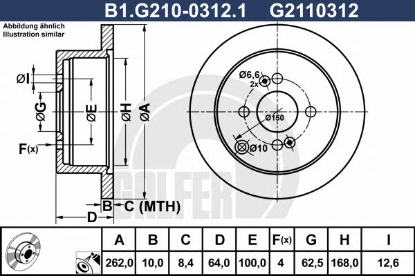 Galfer B1.G210-0312.1 Диск гальмівний задній невентильований B1G21003121: Купити в Україні - Добра ціна на EXIST.UA!